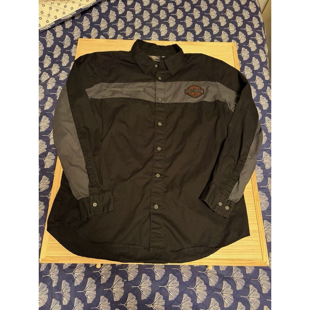 Harley-Davidson Genuine MotorClothes Men’s XL Black Gray Button Up Shirt - Picture 2 of 10